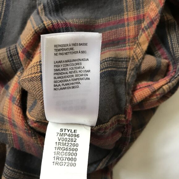 LUCKY BRAND Camel Gray Red Plaid Snap Front Long Sleeve Flannel Shirt Women’s S - Picture 12 of 13